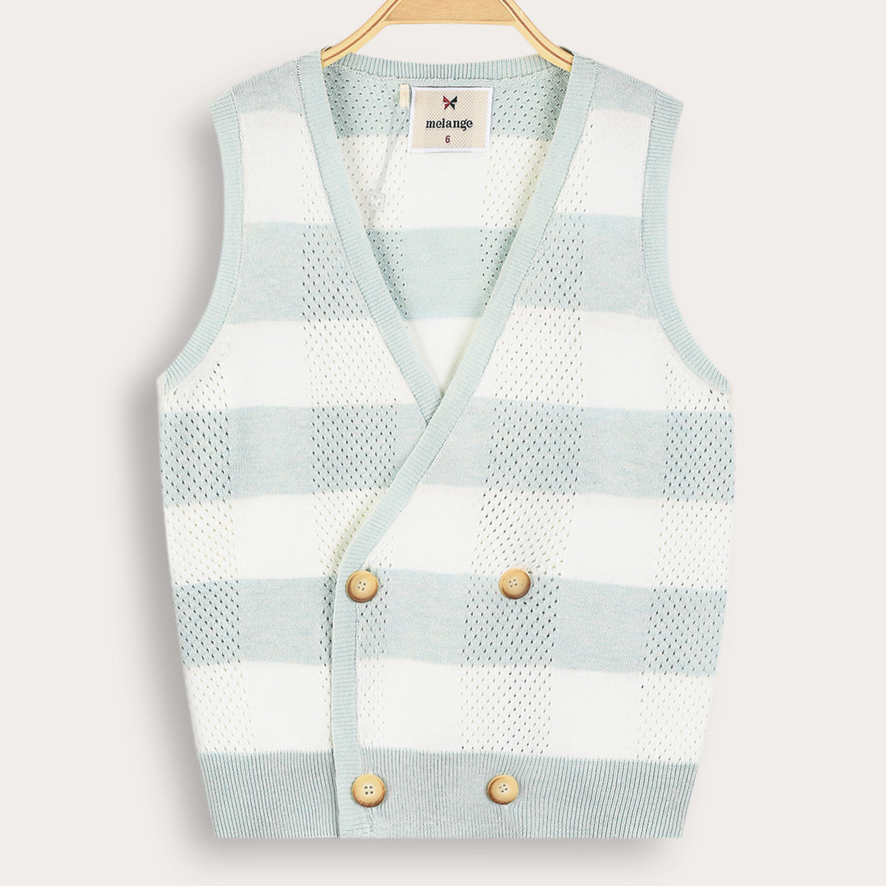 Melange Checks Knit Vest