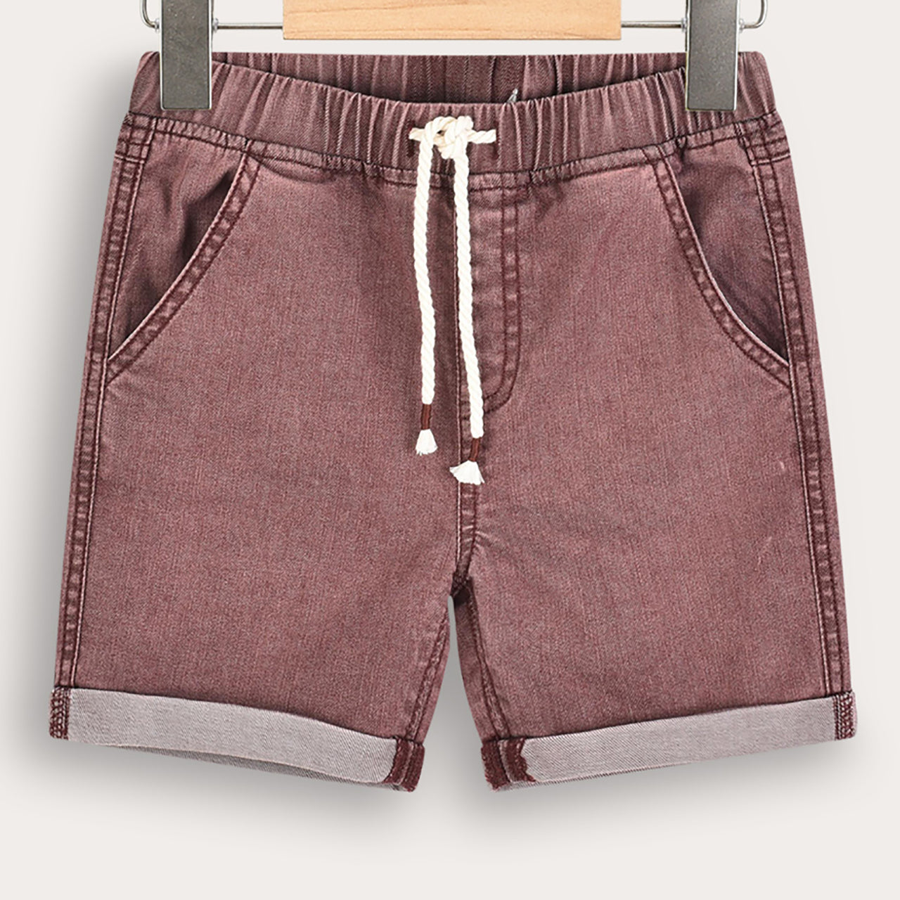 Melange Jeans Style Knit Shorts
