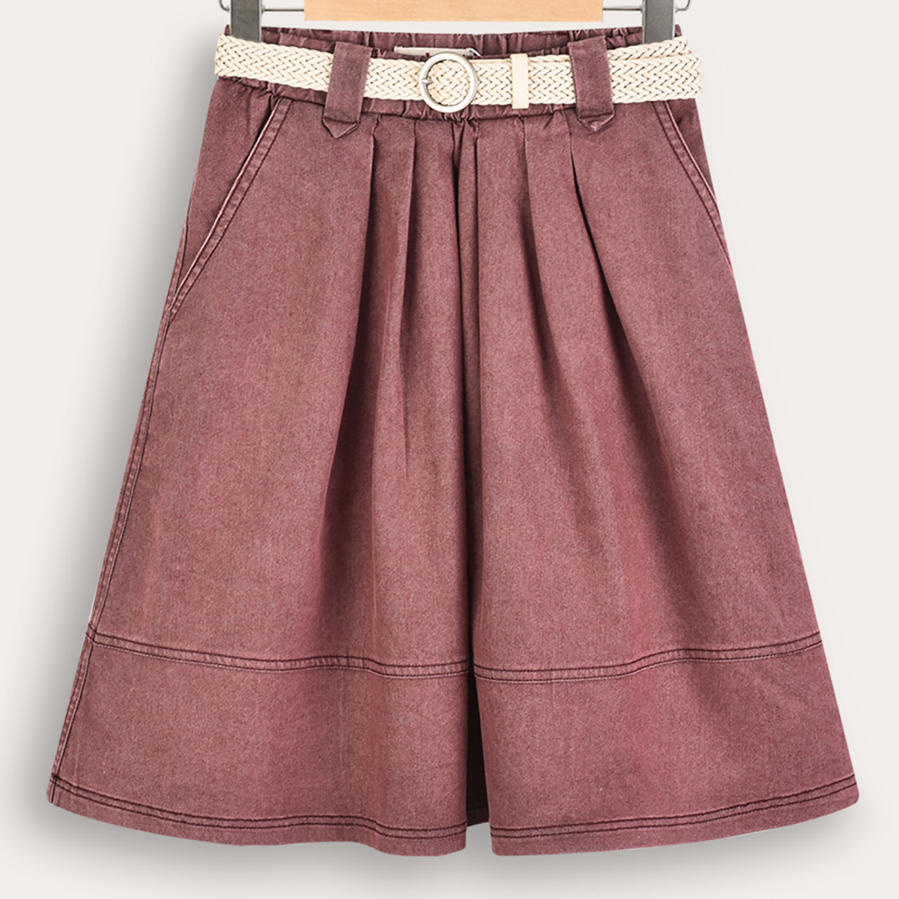 Melange Jeans Style Mid Skirt