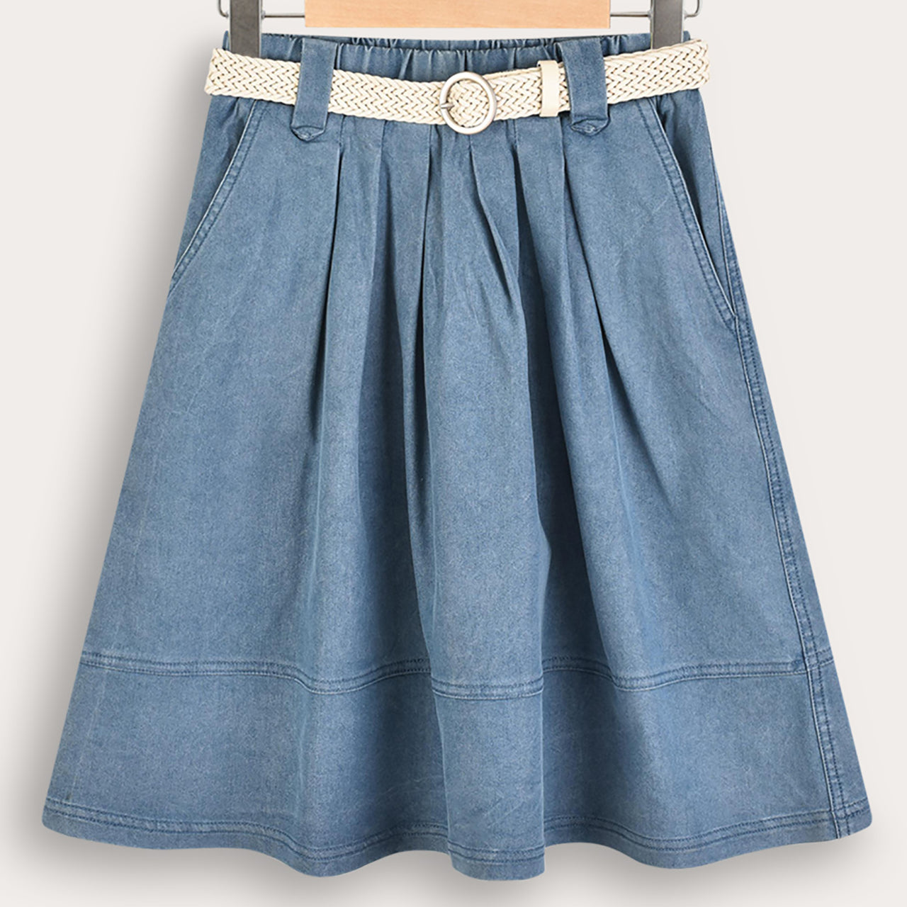 Melange Jeans Style Mid Skirt