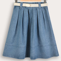 Melange Jeans Style Mid Skirt