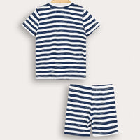 Striped EMB Boat Baby Set