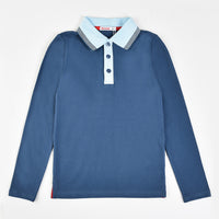 Boys Collar Stripe LS Polo