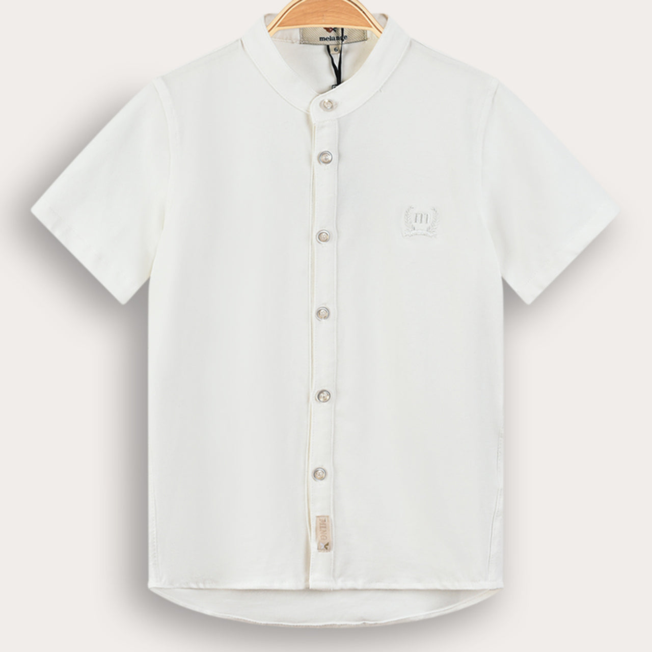 Melange Mandarin Collar Shirt