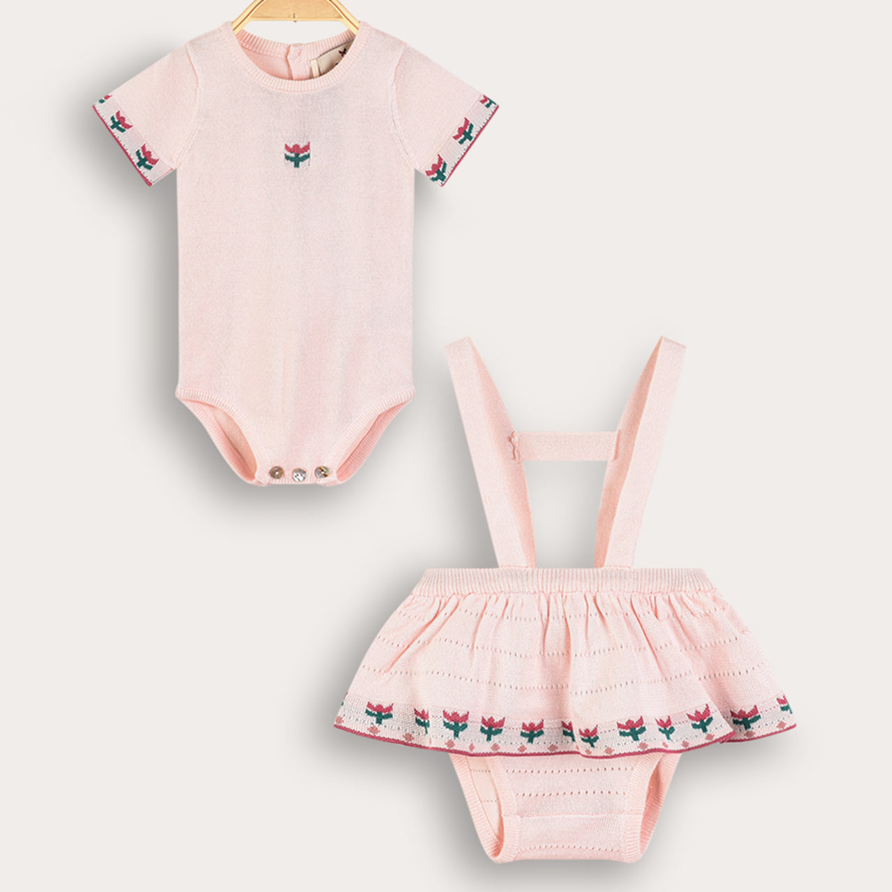 Melange Crochet Straps Baby Set