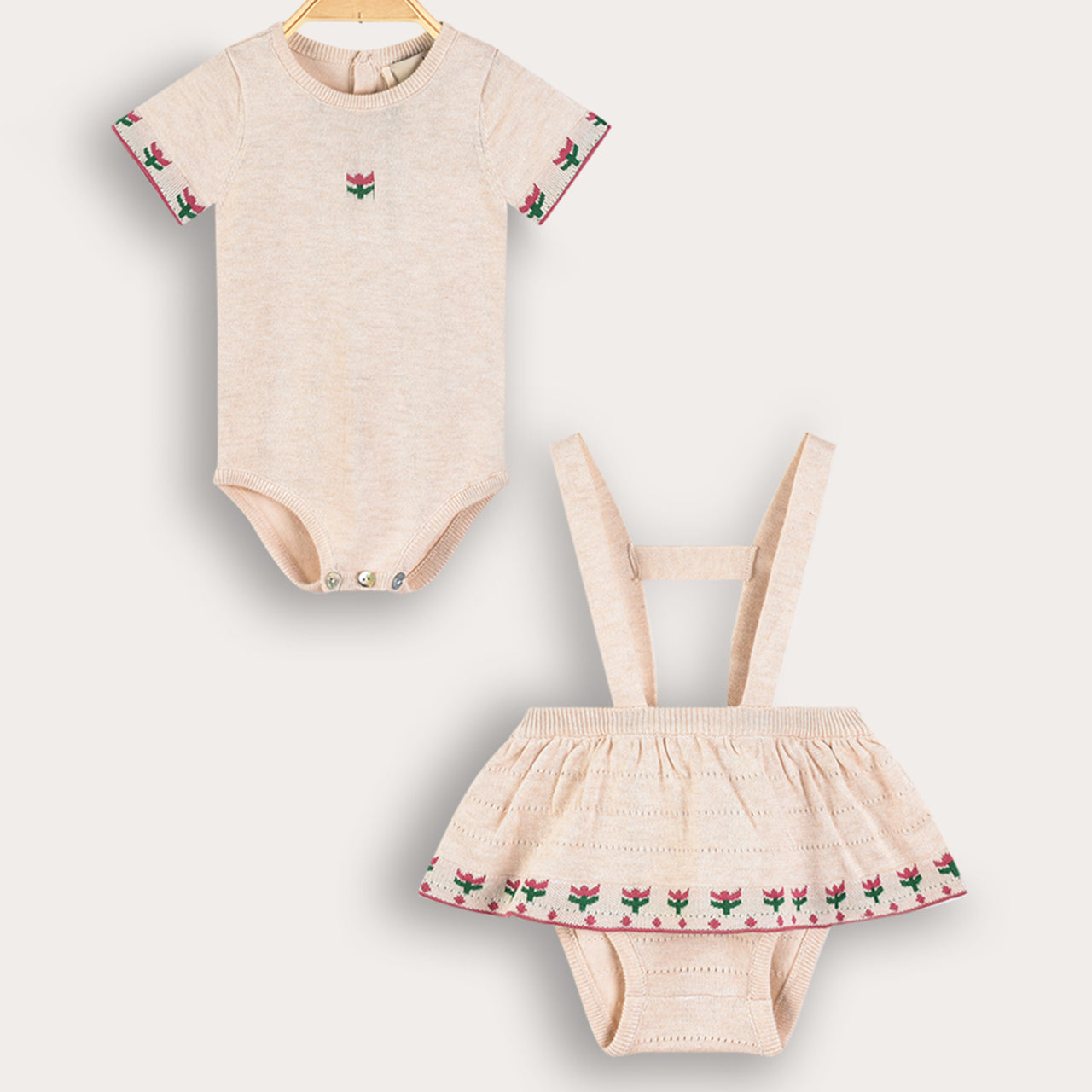 Melange Crochet Straps Baby Set