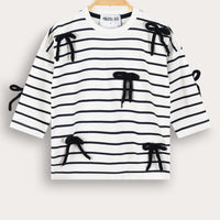 Girls Stripe Bow Tie Shirt