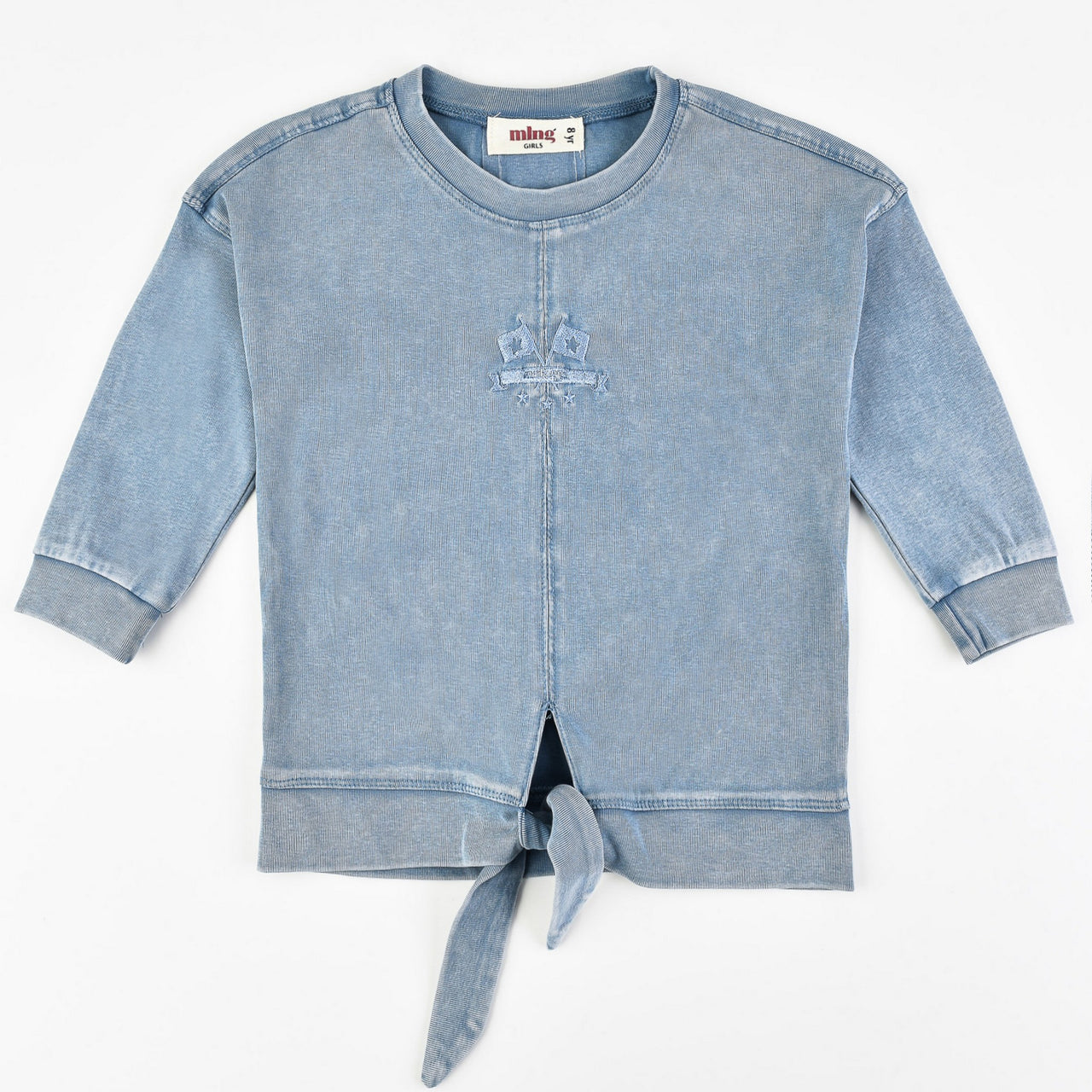 Melange Girls Wash Tie Shirt