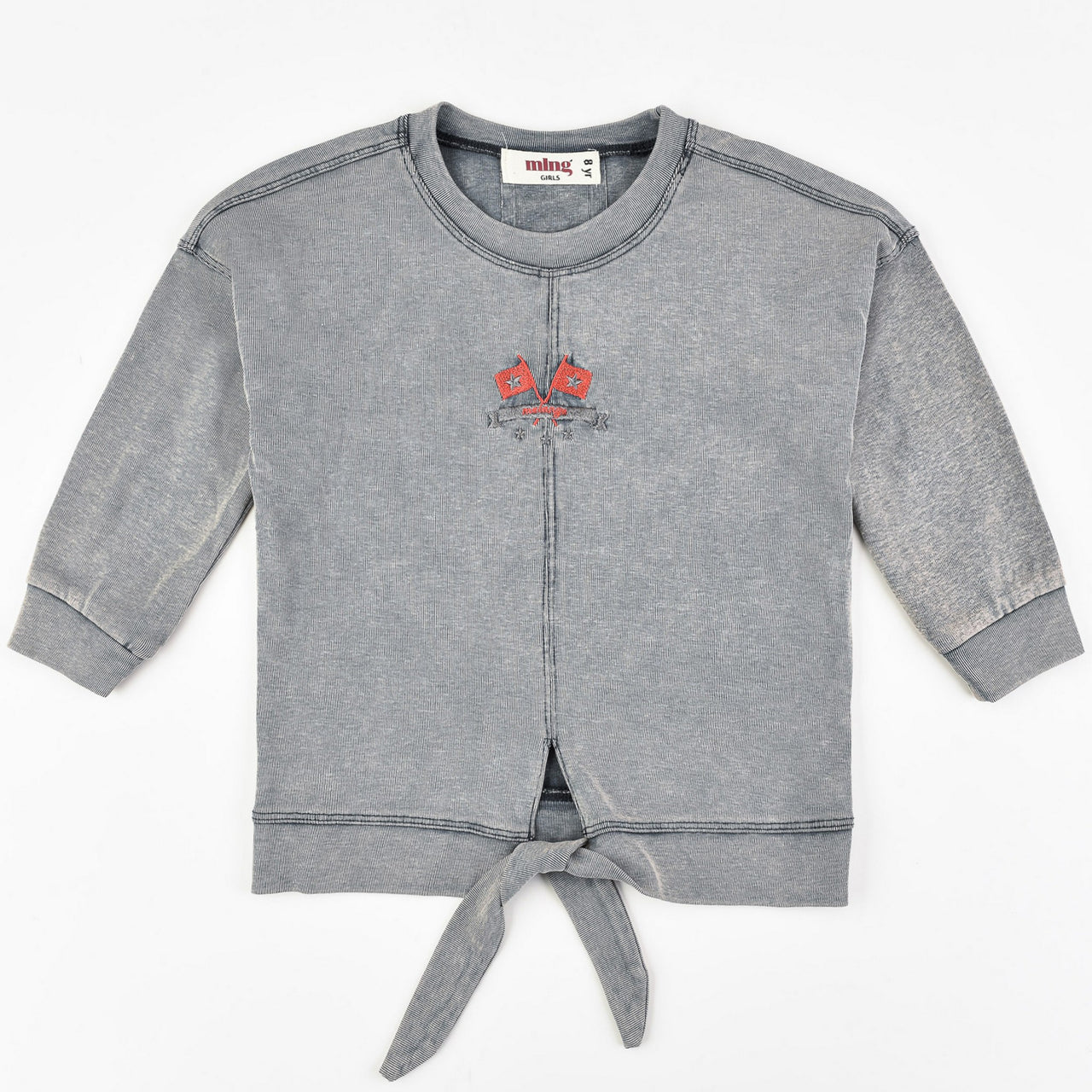 Melange Girls Wash Tie Shirt