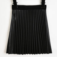 Melange PU Pleated Skirt