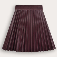 Melange Pleather Pleated Skirt