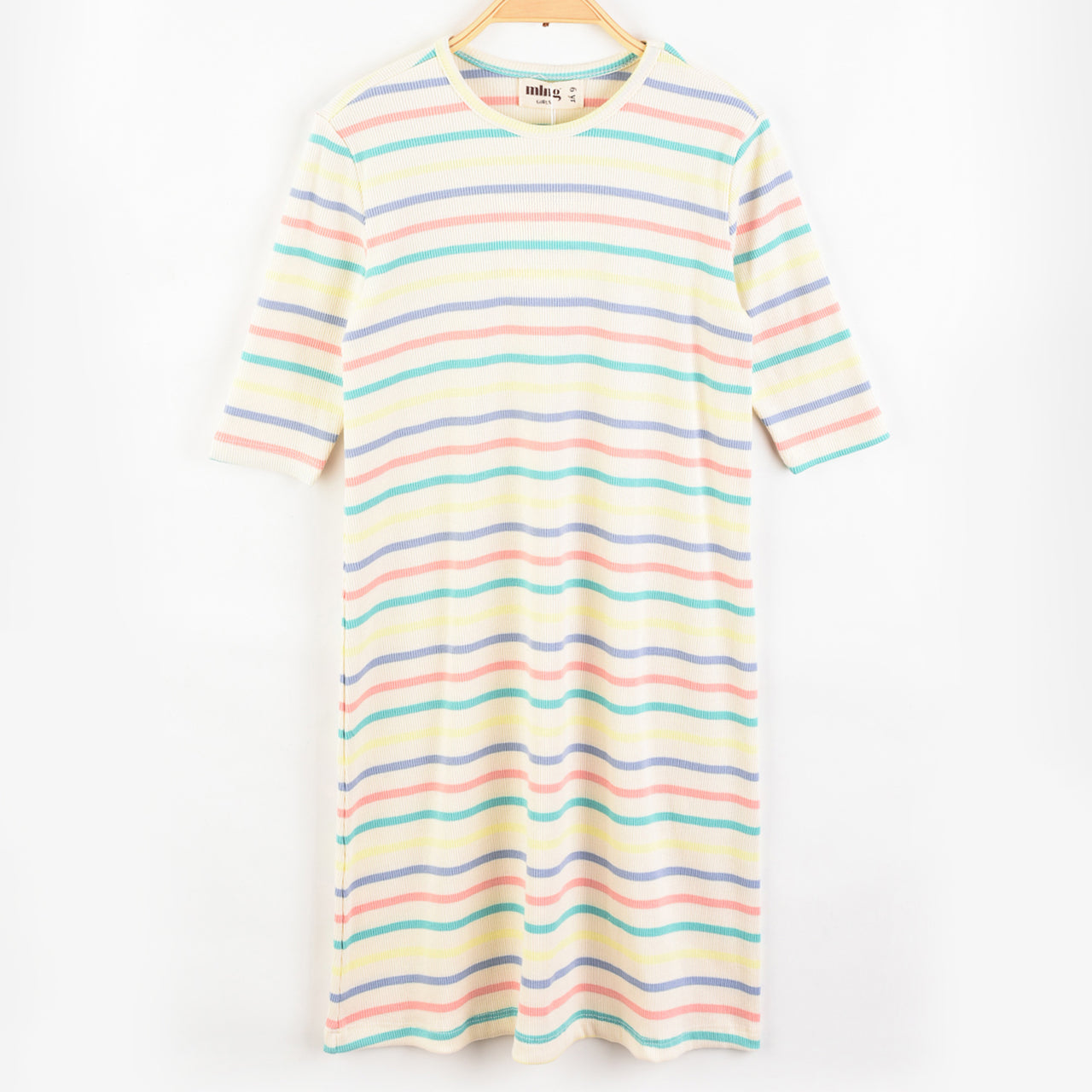 Melange Girls Stripes Rib Nightgown