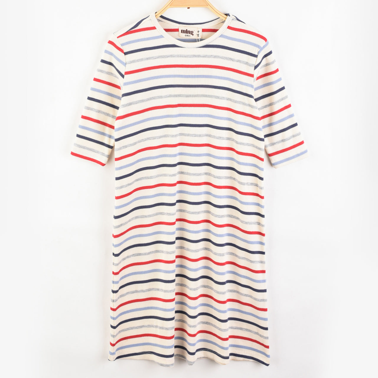 Melange Girls Stripes Rib Nightgown