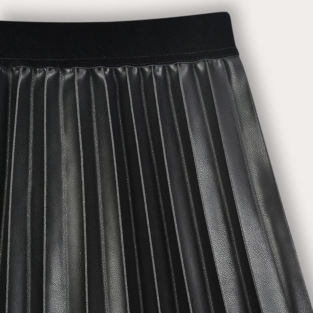 Melange Pleather Pleated Midi Skirt