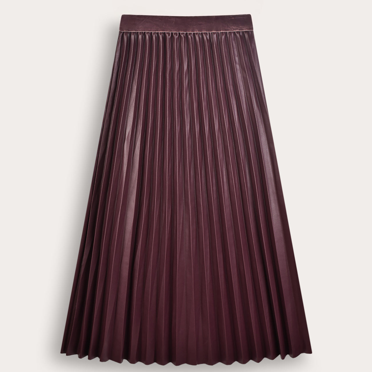 Melange Pleather Pleated Maxi Skirt
