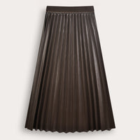 Melange Pleather Pleated Maxi Skirt