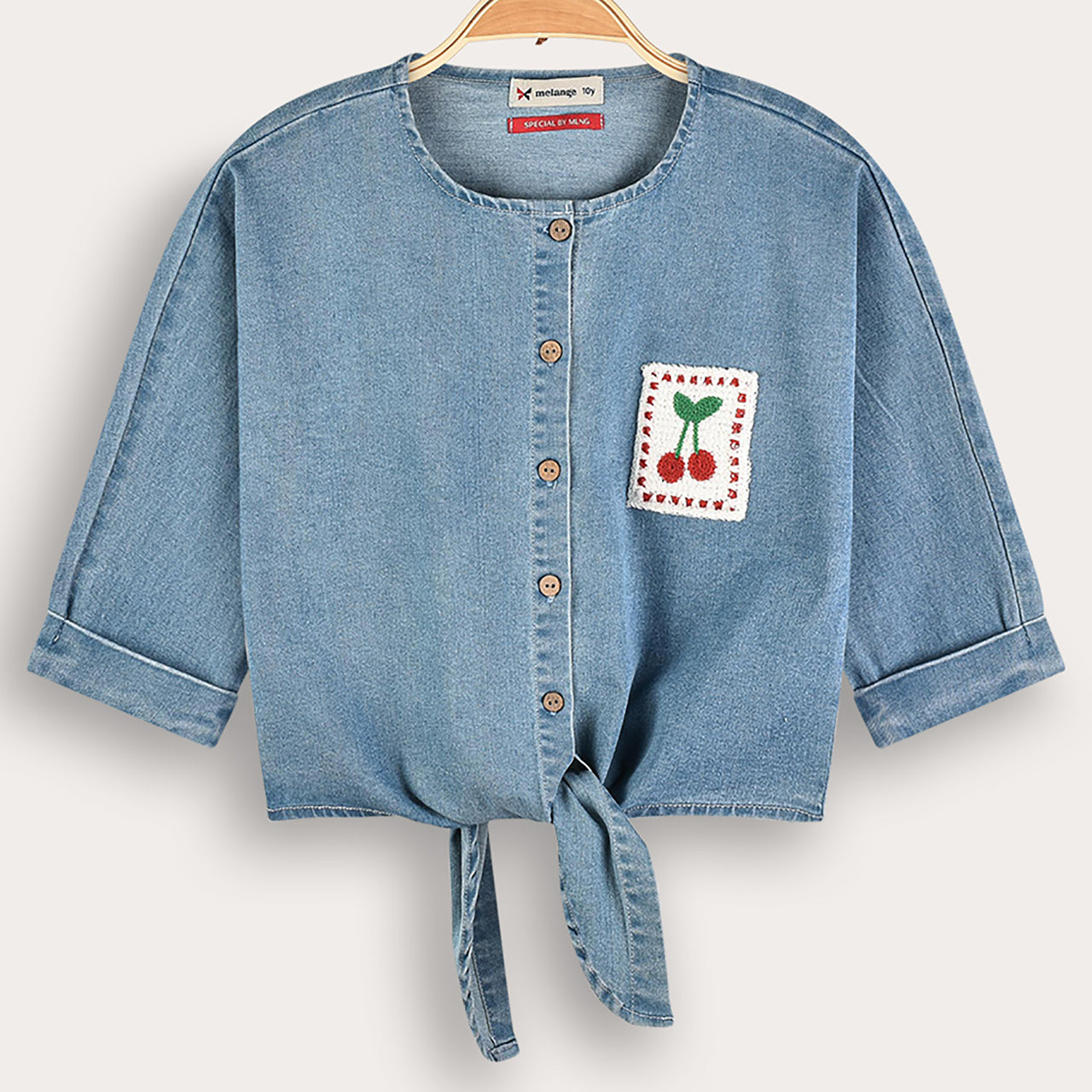 Melange Cherry Denim Top