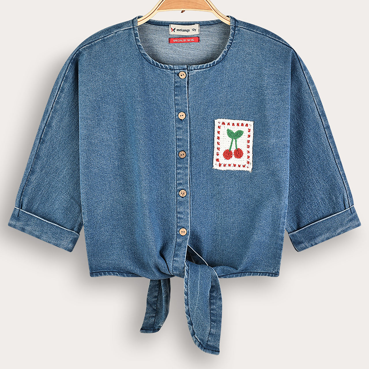Melange Cherry Denim Top