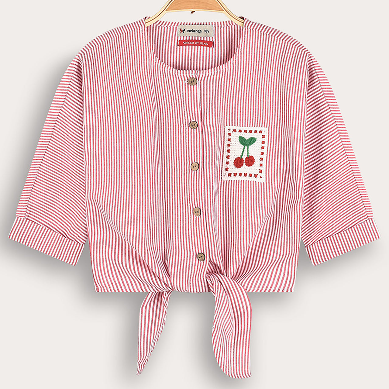 Melange Cherry Denim Top