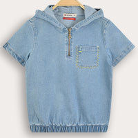 Melange Denim Stitch Top