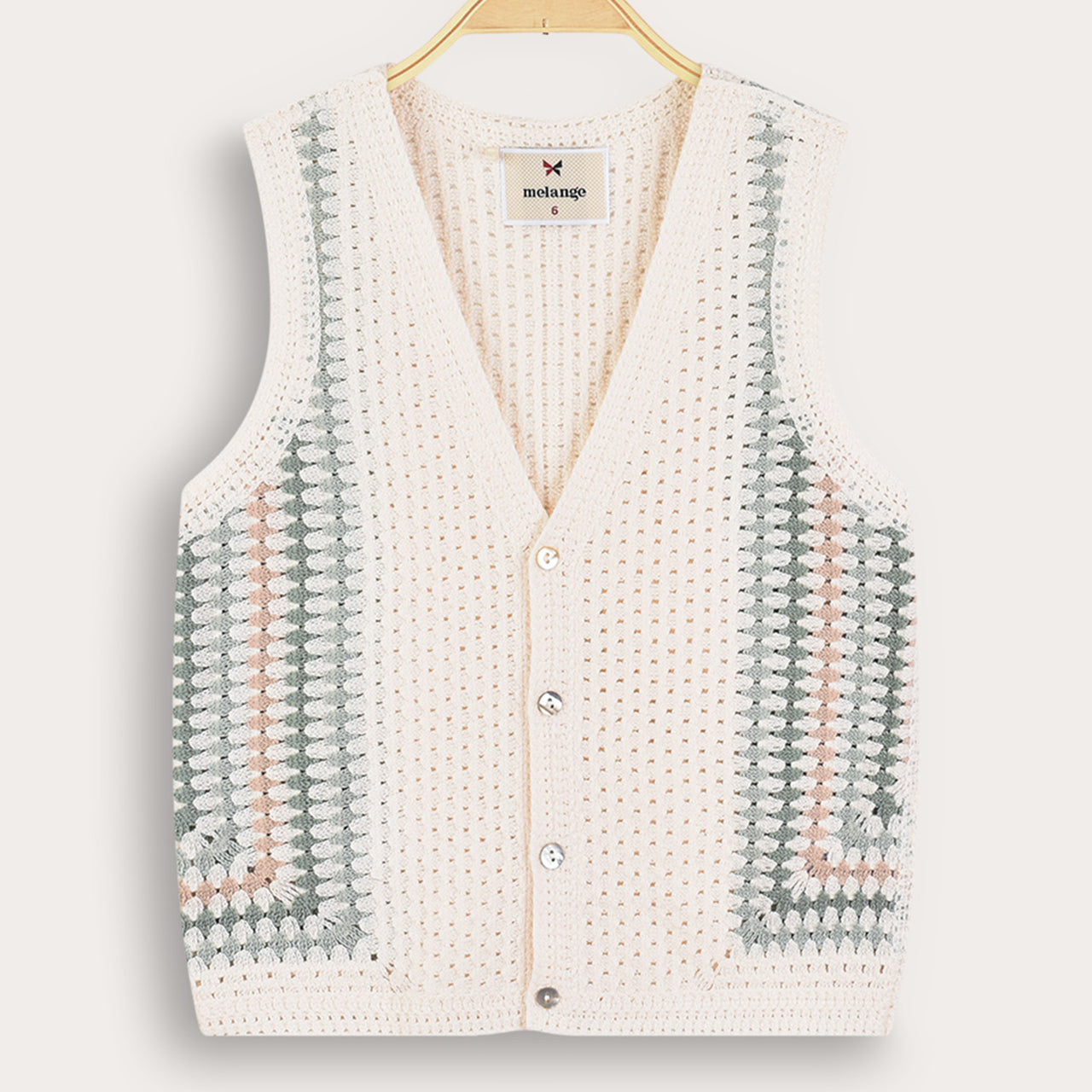 Melange Retro Crochet Vest