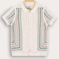 Melange Retro Crochet Knit Shirt