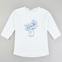 Girls 3/4 Sleeve Flower Print T-Shirt - Kidichic