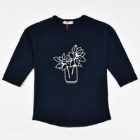 Girls 3/4 Sleeve Flower Print T-Shirt - Kidichic