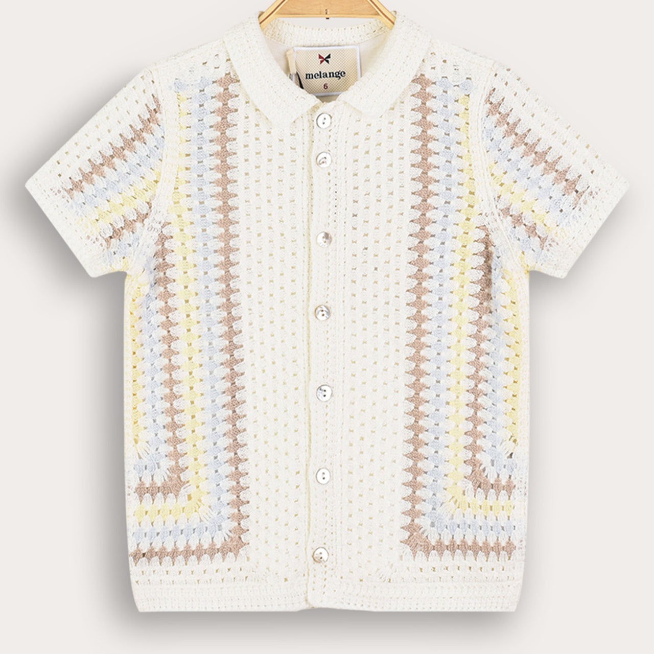 Melange Retro Crochet Knit Shirt
