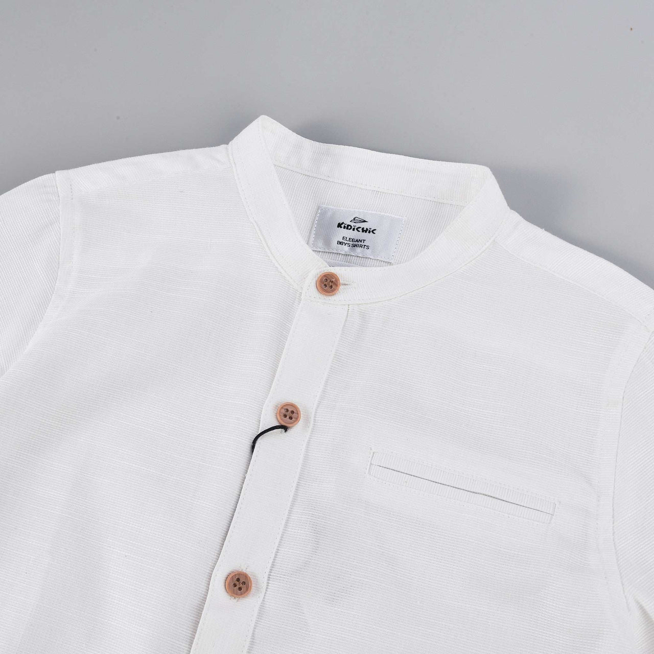 Mandarin Collar S.S Shirt - Regular Fit. - Kidichic