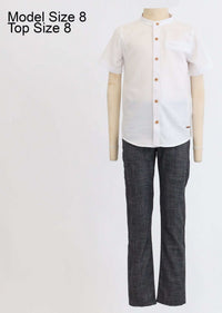 Mandarin Collar S.S Shirt - Regular Fit. - Kidichic