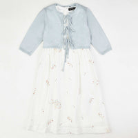 Melange Cardigan Bow Dress - Kidichic