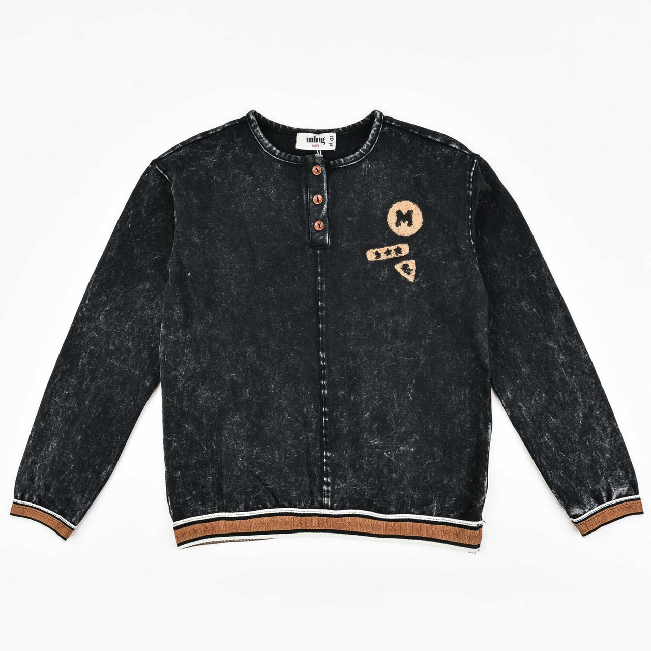 Melange Denim Boys Logo Sweater - Kidichic