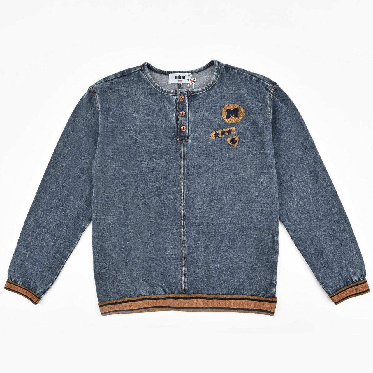 Melange Denim Boys Logo Sweater - Kidichic