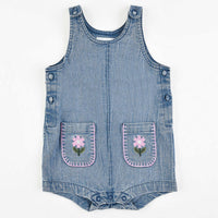 Melange Denim Floral Pocket Overall/Dress - Kidichic
