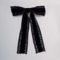 Nana Velvet/Lace Long Bow Clip - Kidichic