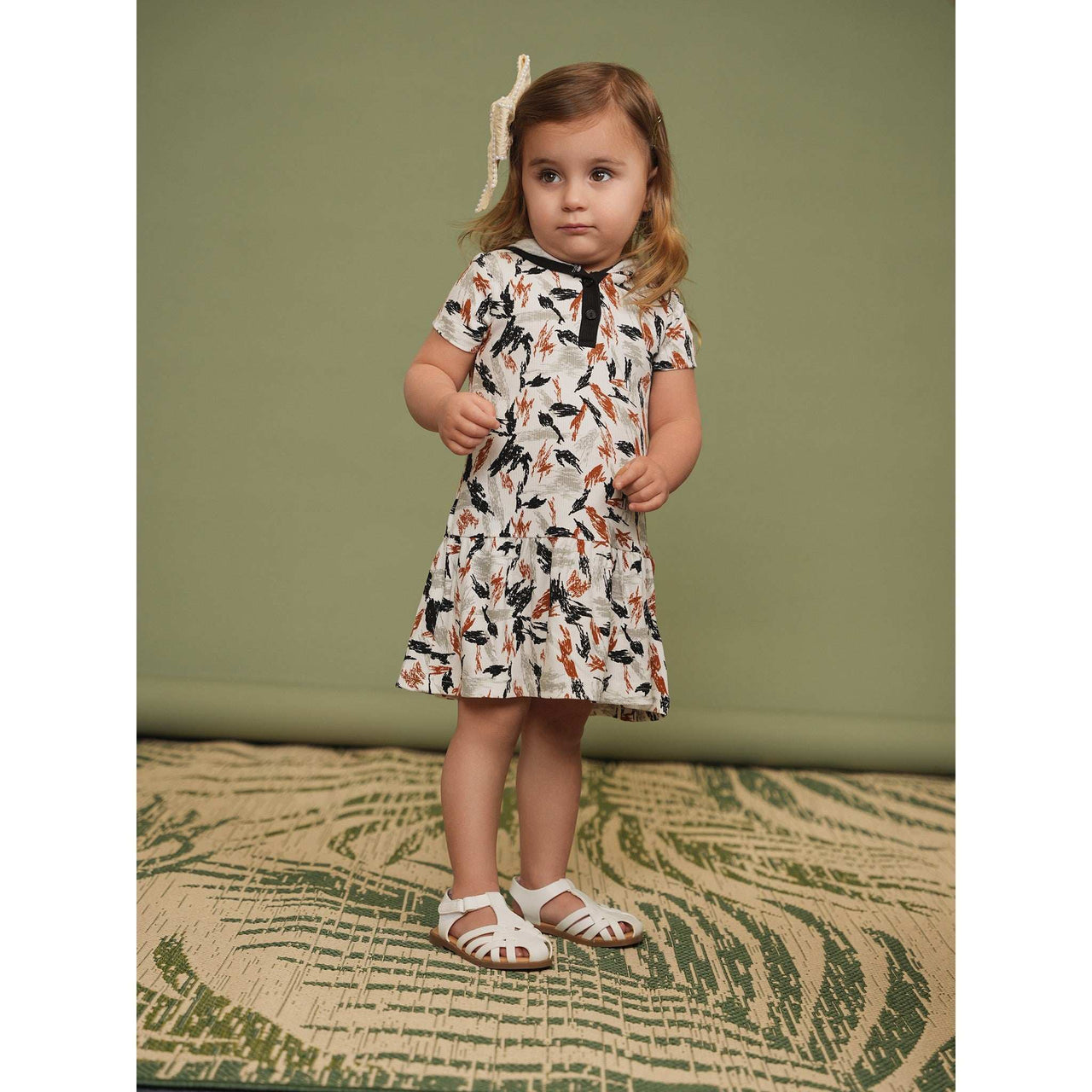 Rib Print SS Dress - Kidichic