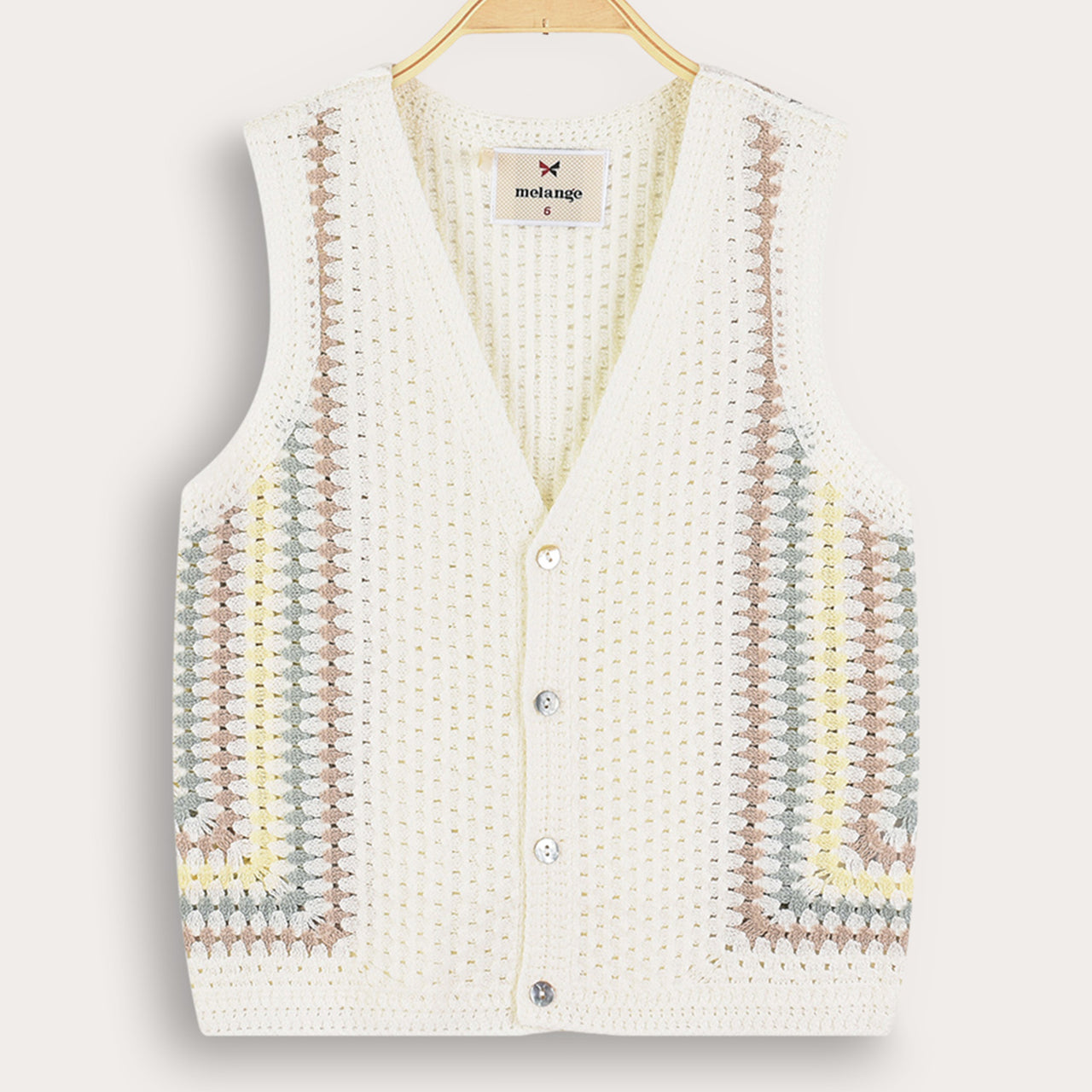 Melange Retro Crochet Vest