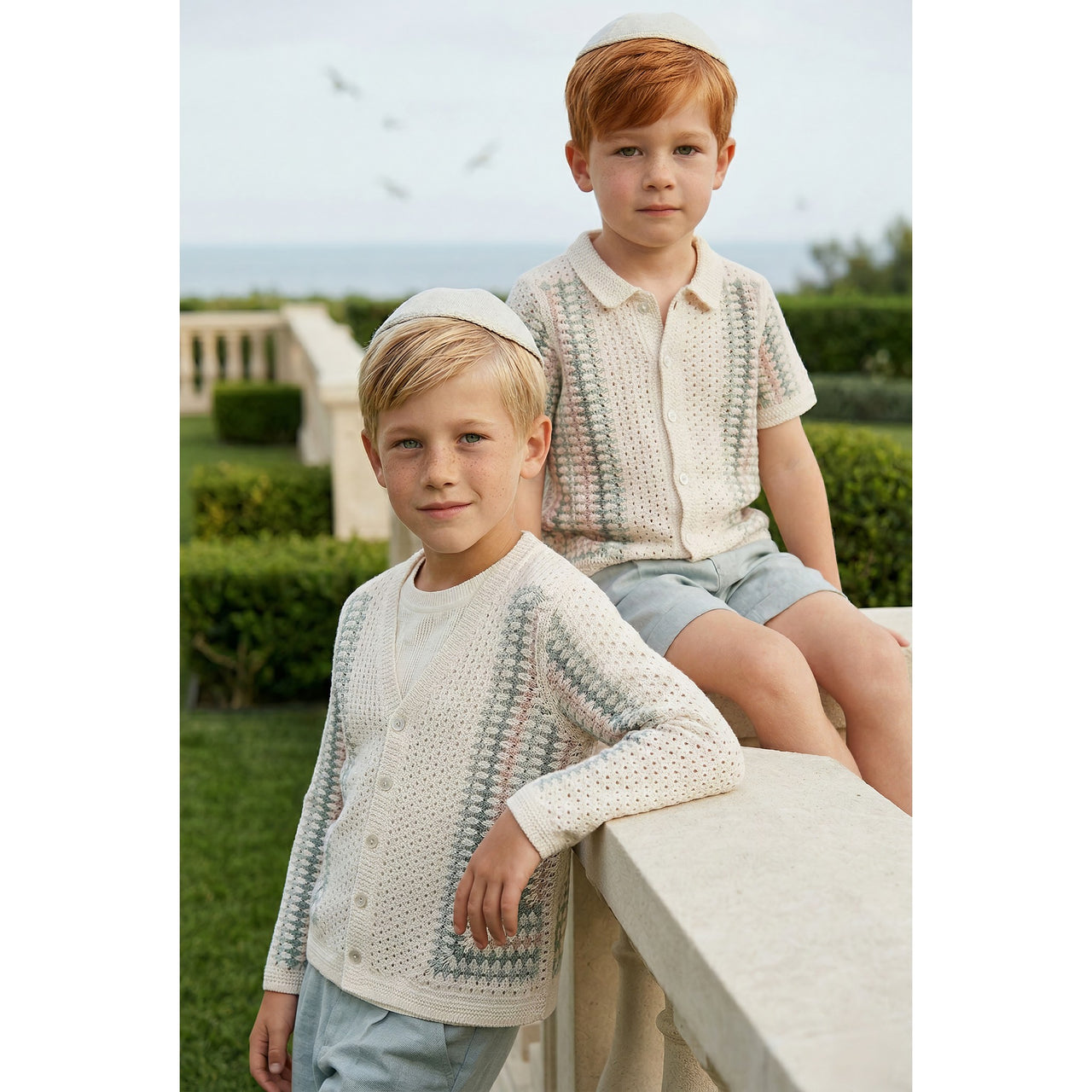 Melange Retro Crochet Knit Shirt