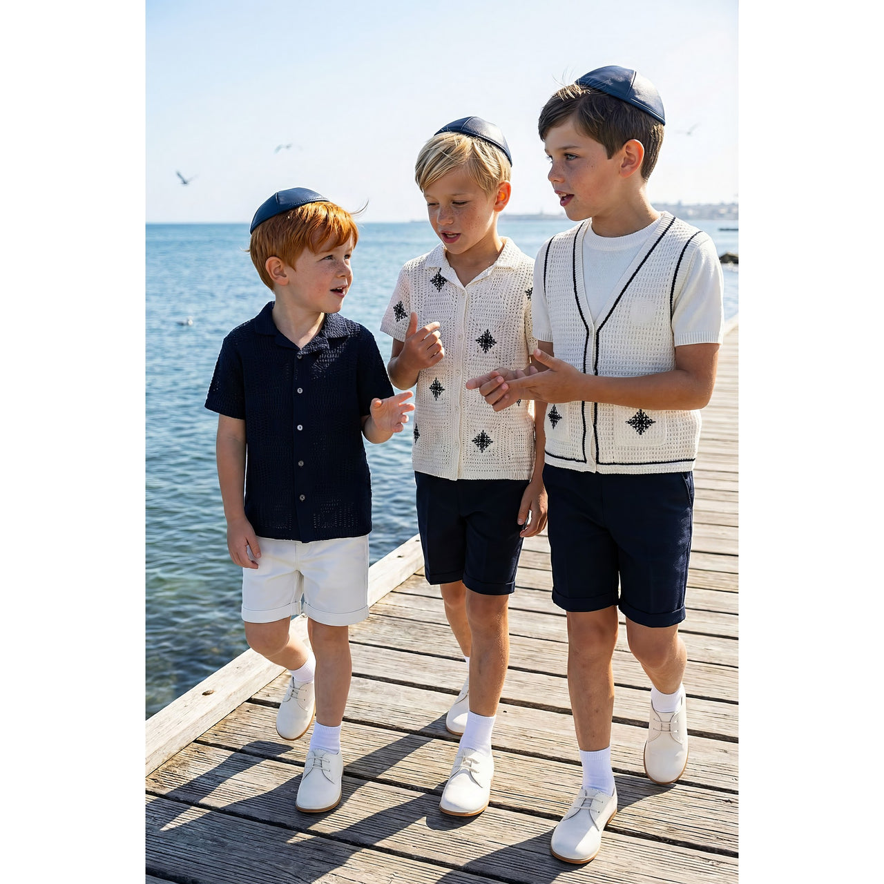 Melange Boys Crochet Knit Top